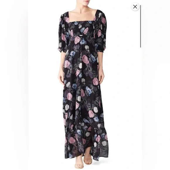 Nicholas Floral Silk Square Neck Maxi Dress size 6 - Picture 1 of 6